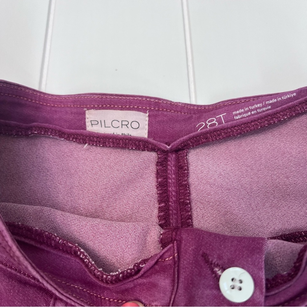 Anthropologie Pilcro High Rise Crop Flare Purple Boho Festival Pants Size 28 - Picture 6 of 9